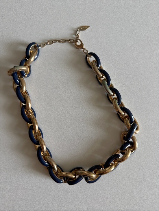Jewelry - Gold and Navy Link Necklace - Women Jewelry